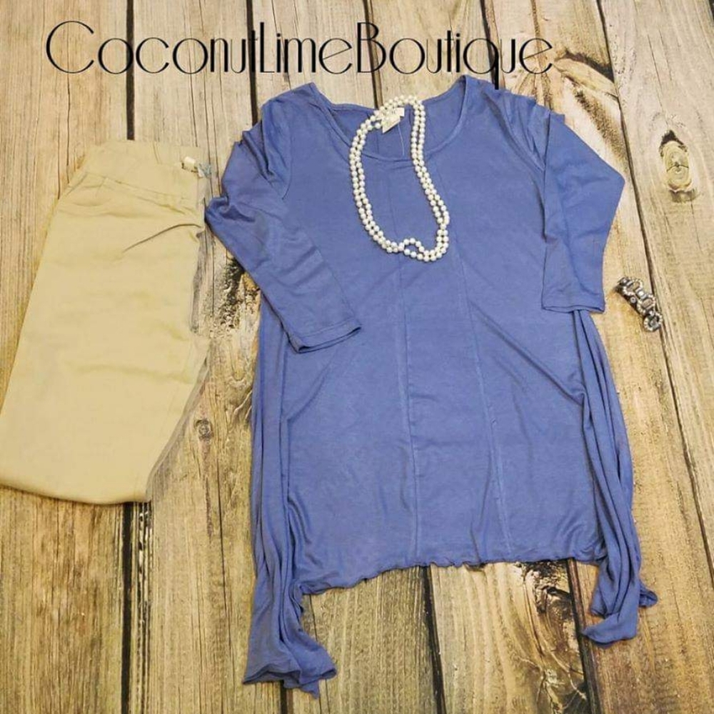 Shark Hem Slate Blue Blouse Small